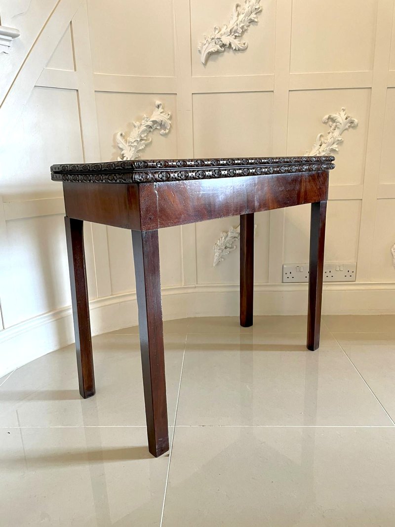 Antique 18th Century George III Chippendale Mahogany Carved Card Table - Image 9